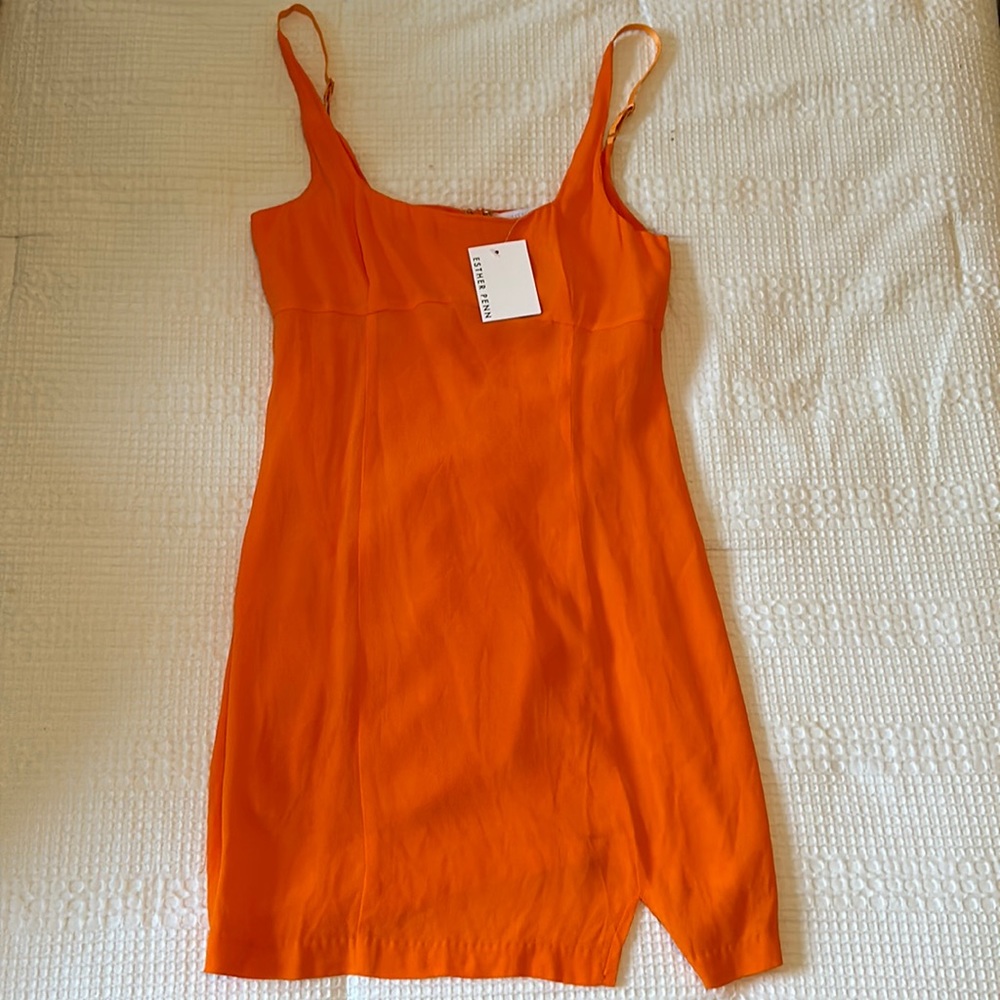 Orange mini dress with slit